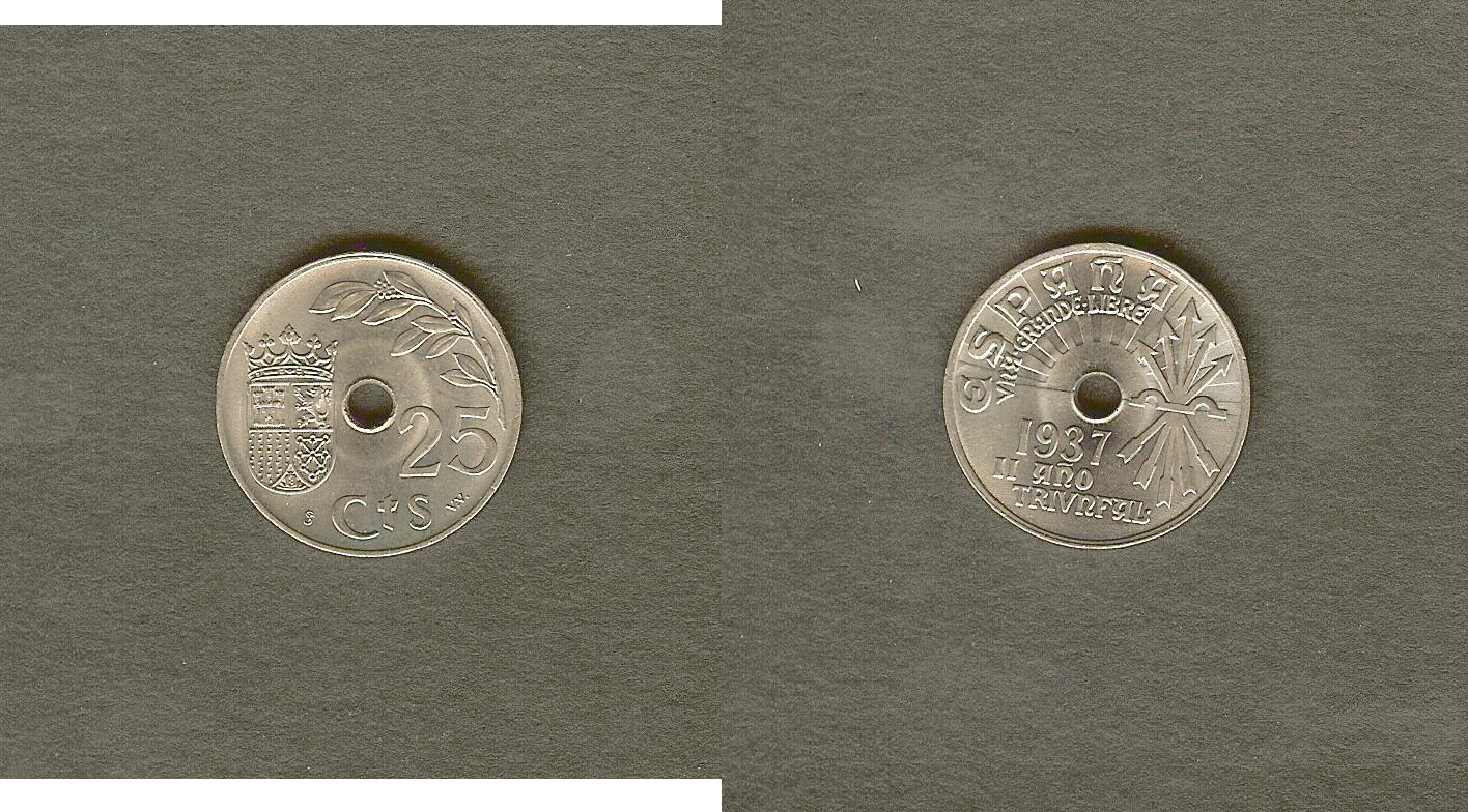 Spain 25 centimos 1937 BU